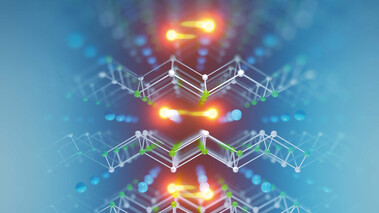 Leuchtende elektronische Struktur auf bläulichem Hintergrund, symbolisiert Forschung im CERH2AS-Projekt.